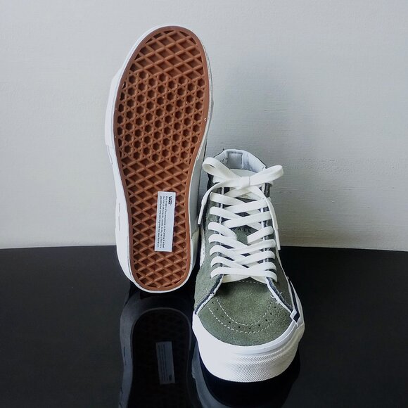 Vans Men's Sk8-Hi Reconstruct Suede / Canvas Sneaker in Fantastic Olive Camo - Picture 13 of 15